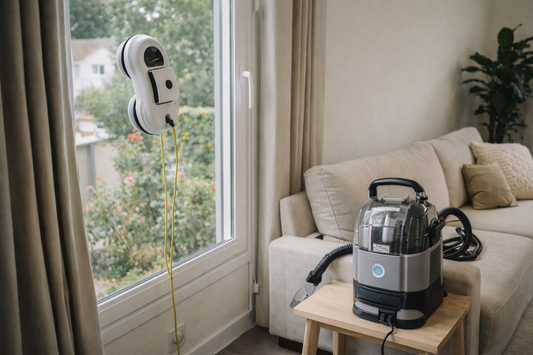 Maison Equilibrée : Le Duo Gagnant Robot Lave-Vitres et Shampouineuse